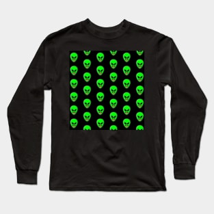 Alien Head Tongue Out Emoji Pattern Long Sleeve T-Shirt